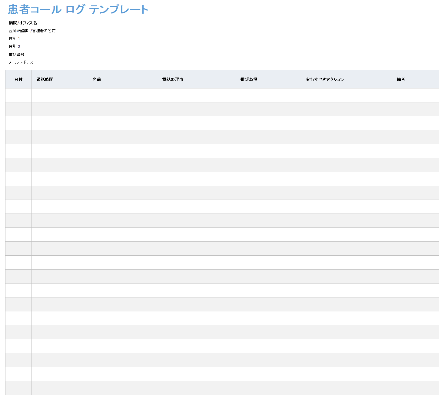 患者の通話記録