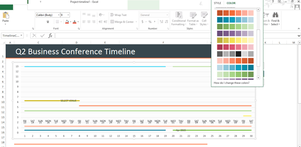 Excel でタイムラインの色を変更する